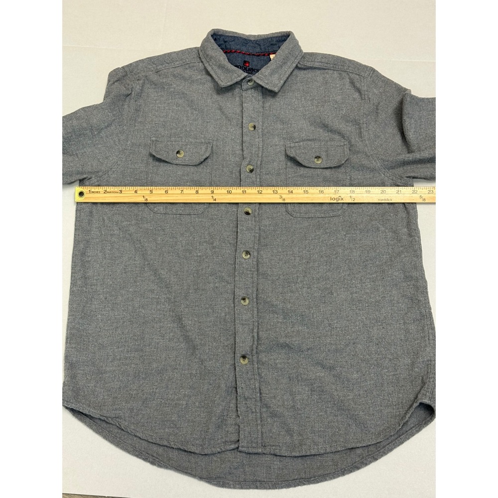 Marc Anthony Flannel Shirt Gray Button‎ Up Long Sleeve Cotton Blend Mens Medium - Picture 3 of 14